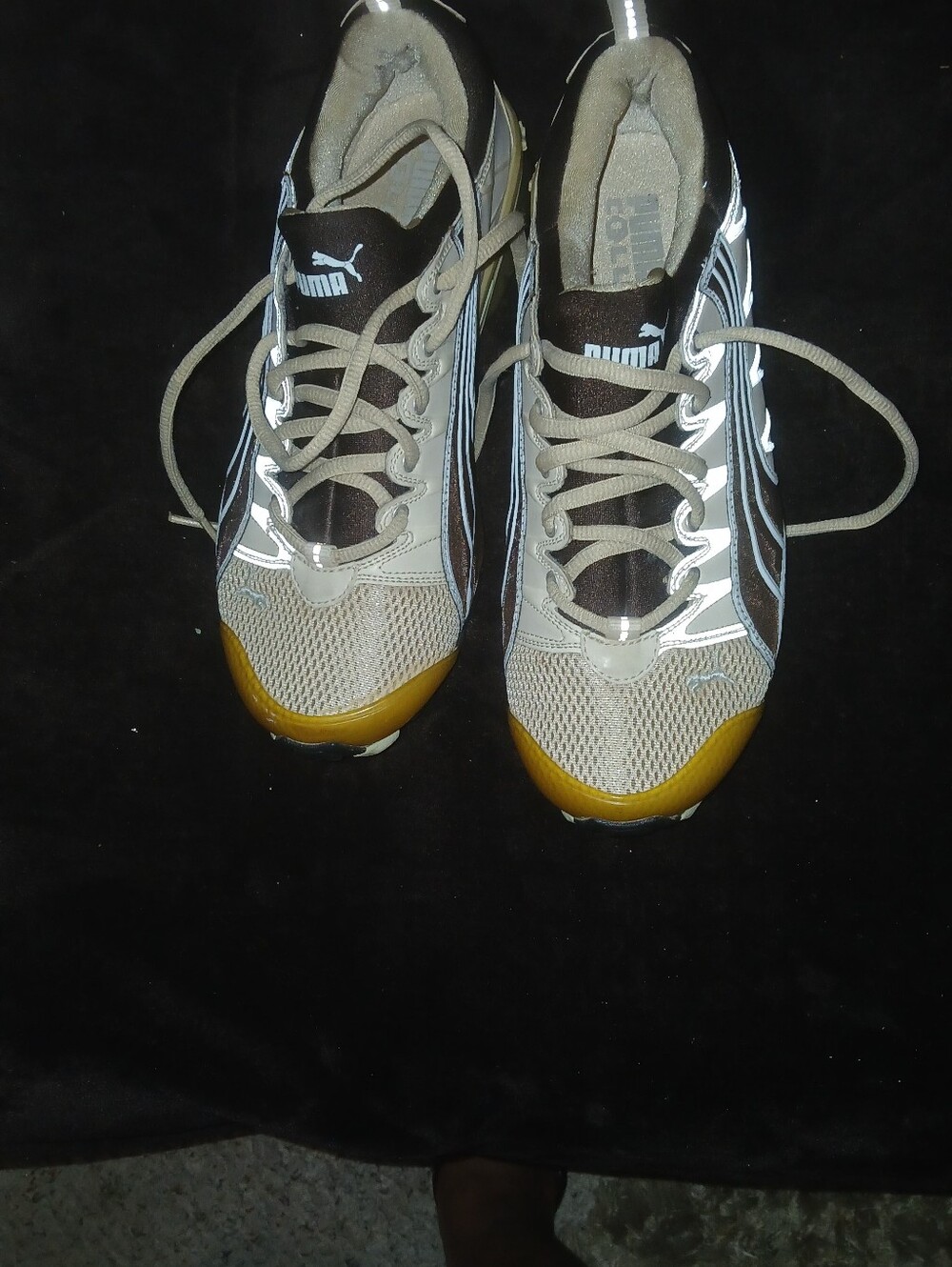 Puma Men’s Brown and Yellow Athletic Mesh Sneakers